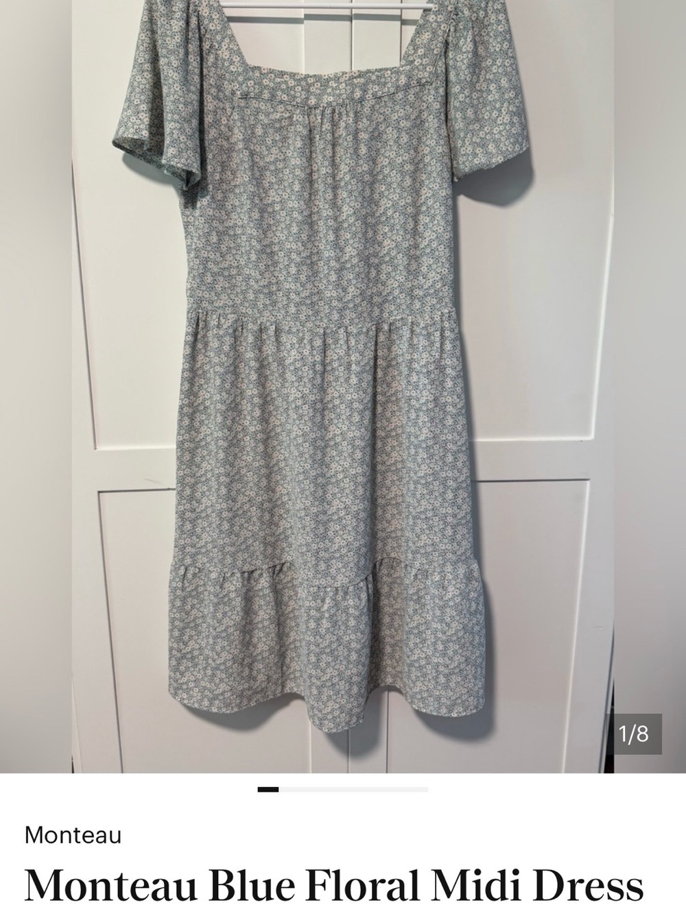 Monteau Blue Floral Midi Dress size large